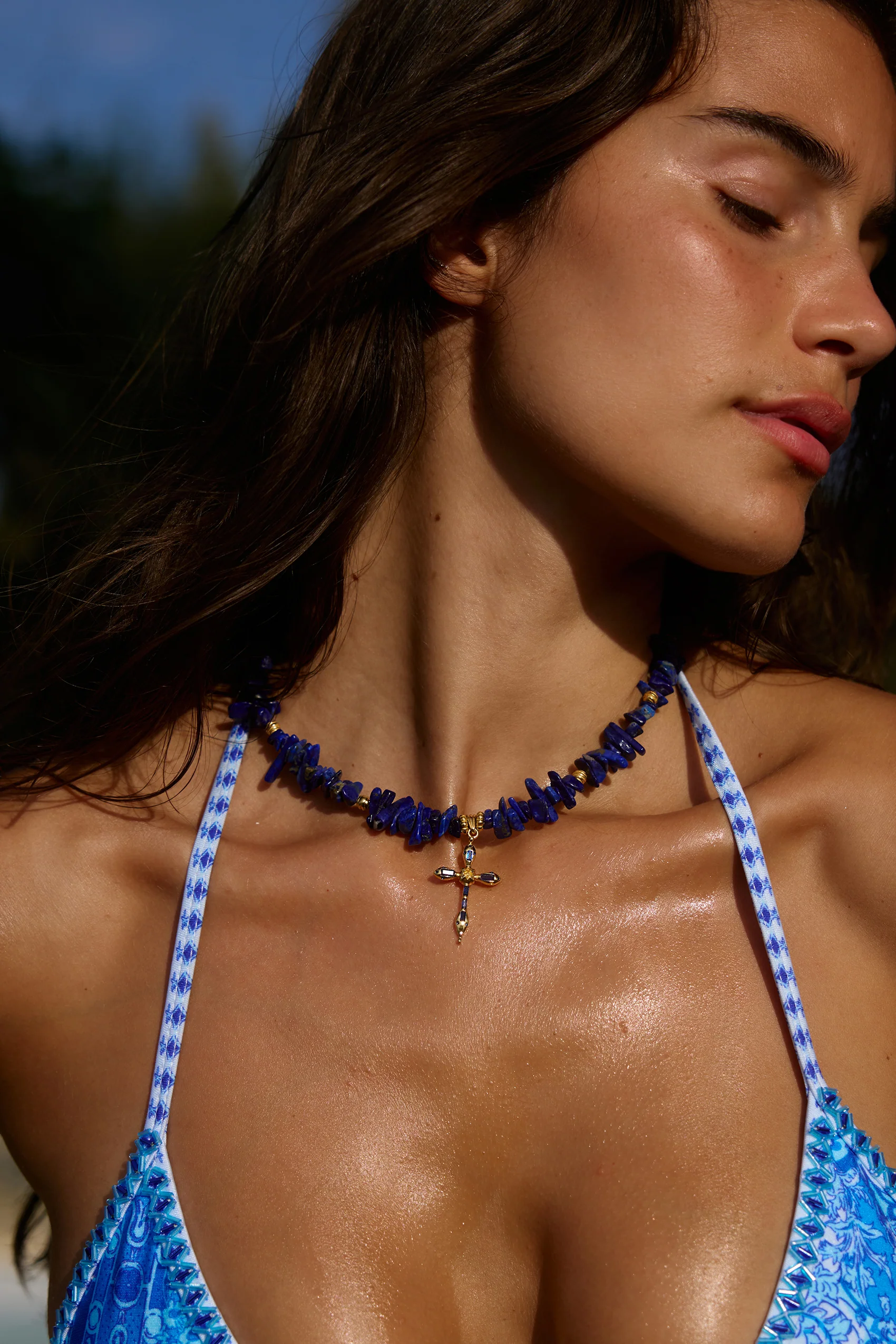 Azzurro Beaded Necklace in Lapis Lazuli - Image 3