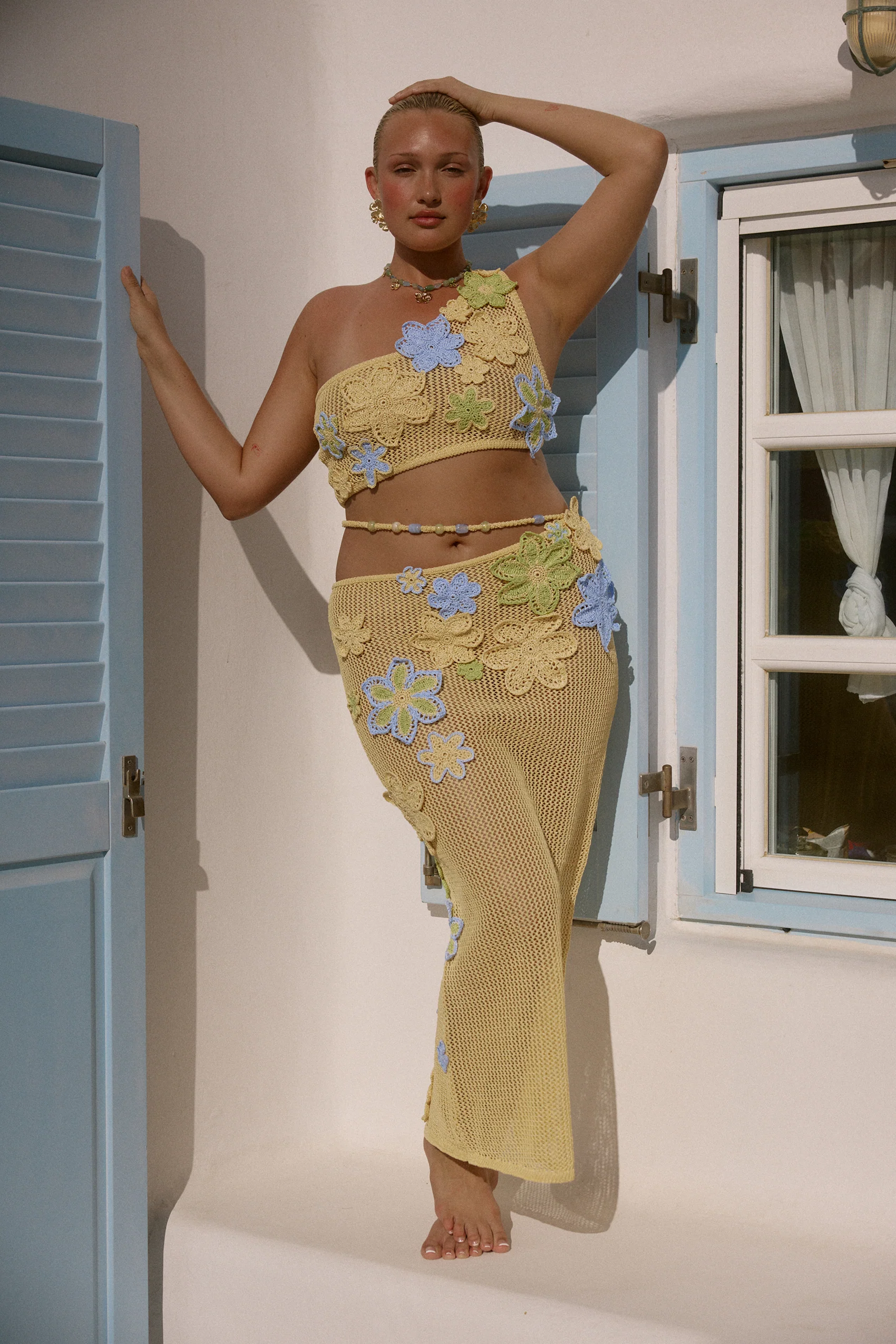 Nammos Crochet Maxi Skirt in Zesti - Image 4