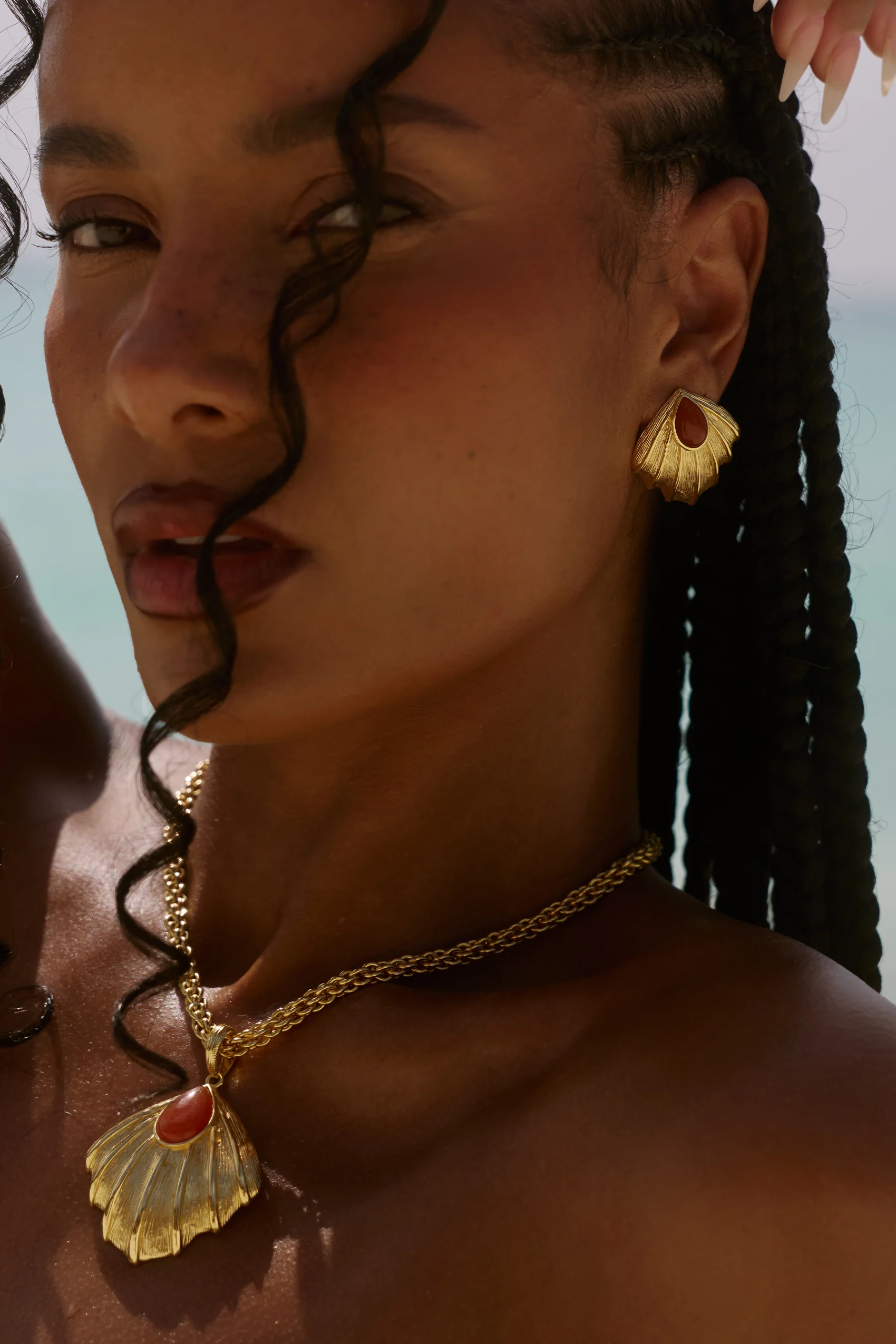 Zahana Earrings in Orange Aventurine - Image 4
